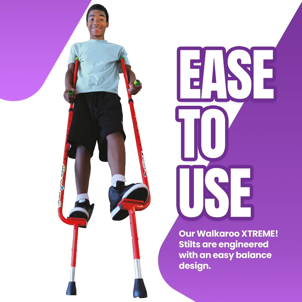 Geospace Walkaroo XTREME stilts with ergonomic S-bend handles for comfortable balance