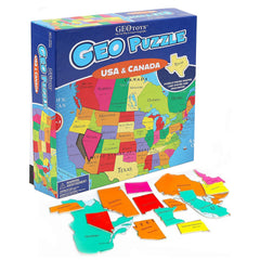 Geotoys GeoPuzzle USA-Canada map: 69-piece for hands-on geography learning.
