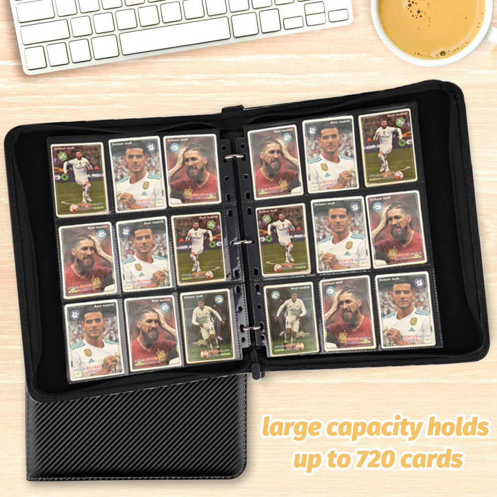 GERMUN binder fits standard-sized cards including MTG, Yu-Gi-Oh, and sports cards.