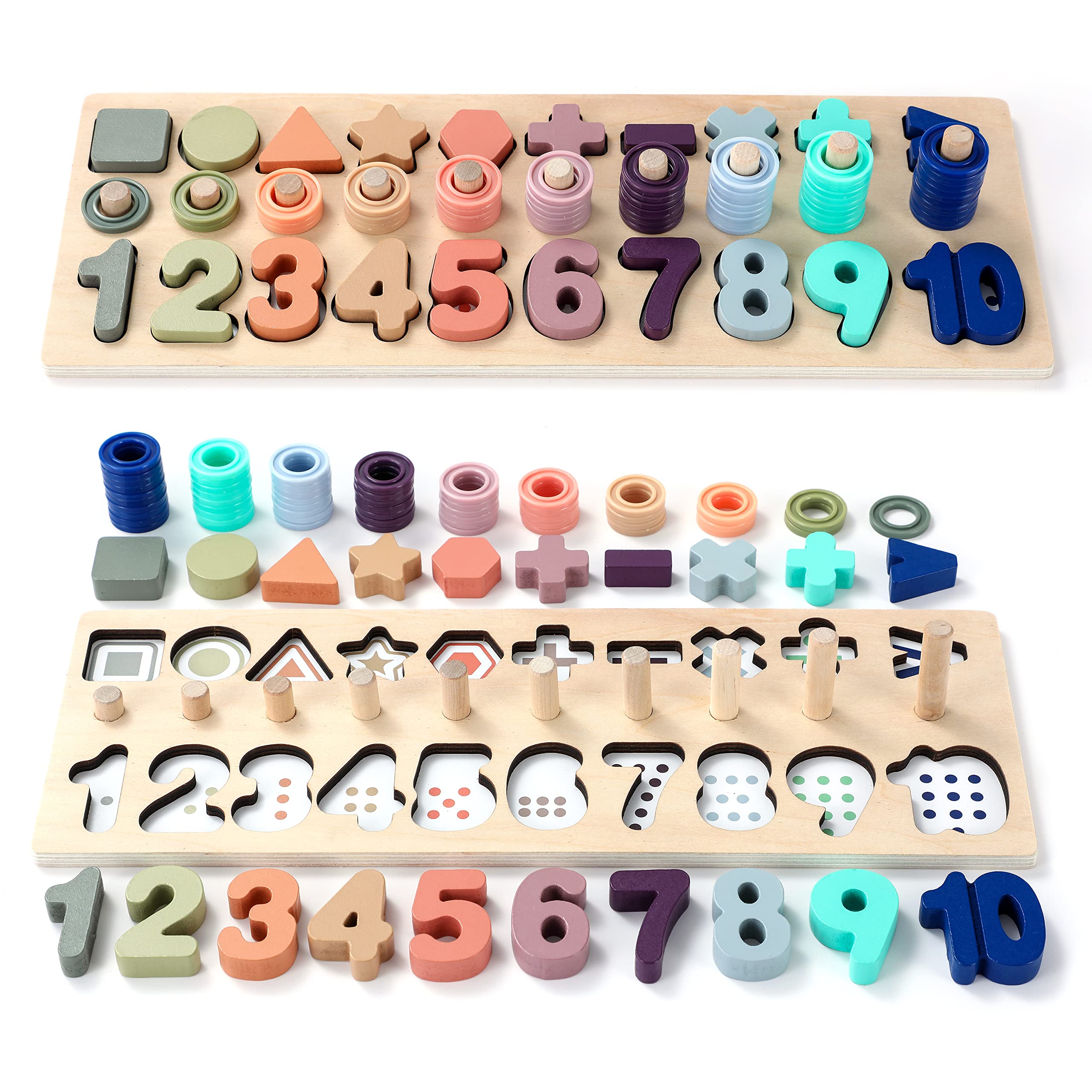GeroCrew toddler Montessori peg-board for sorting shapes and early number practice.