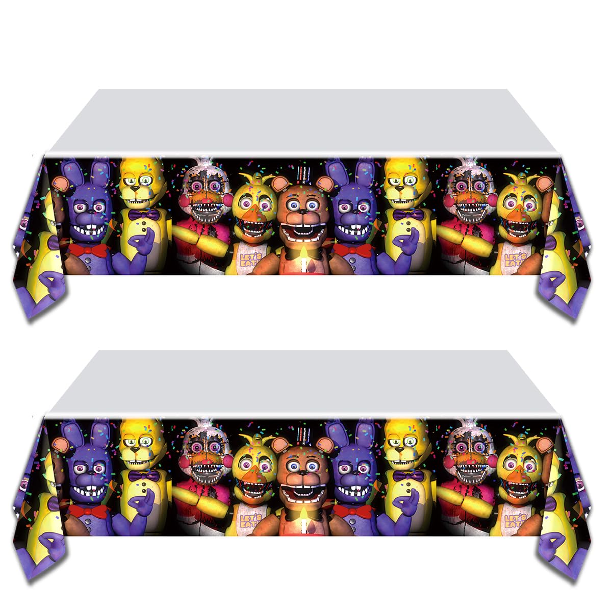 GeRRiT FNaF tablecloth two-pack provides 70x42 inches of party-ready coverage.