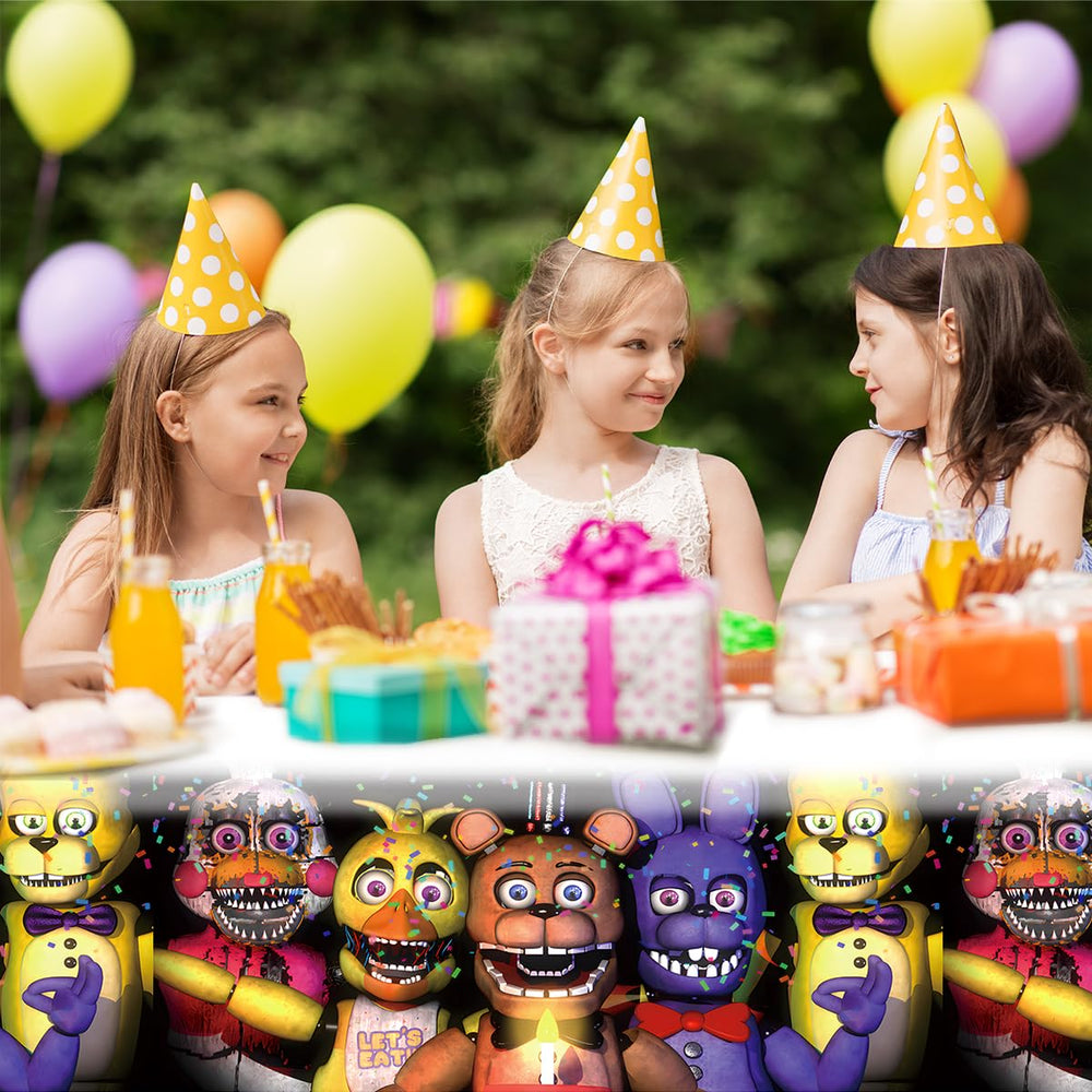 Table with guests enjoying the GeRRiT FNaF themed celebration.