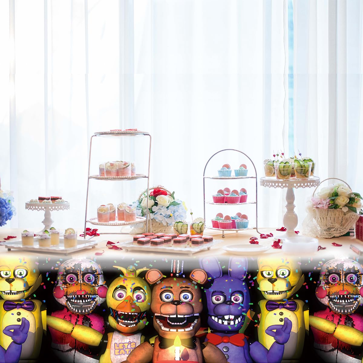 GeRRiT tablecloth fully spread on a table for a festive setup.