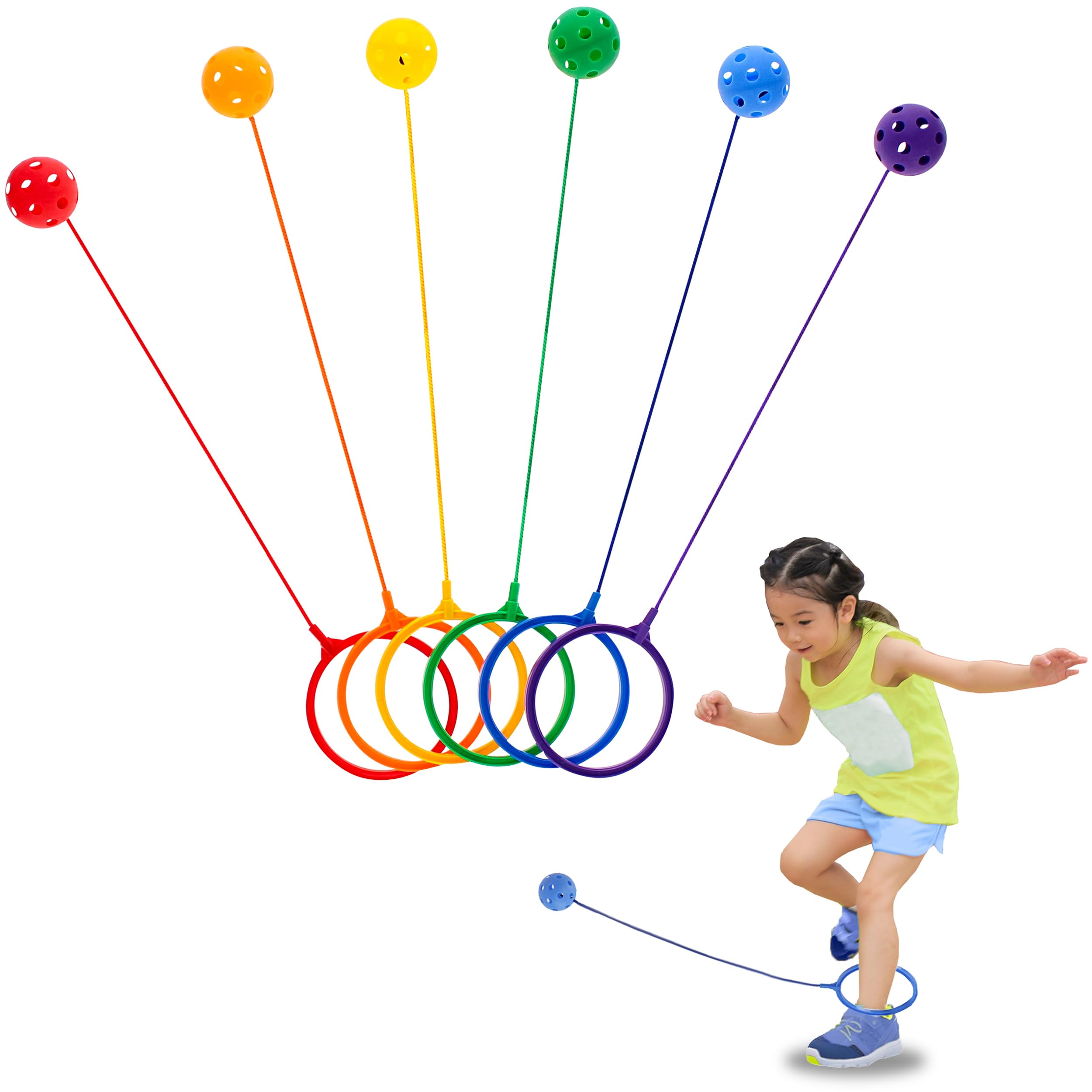 Get Set Get Out! Jump Leg Swing Ball Toy Set in 6 Assorted Colors – Rope Ankle ...