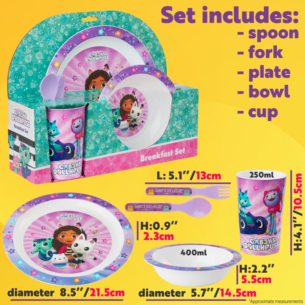 Get Trend Gabby Dollhouse dinnerware set shown together for family meals