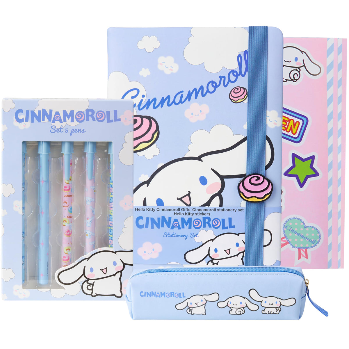 Get Trend Hello Kitty Cinnamoroll notebook and pens for journaling and doodling.