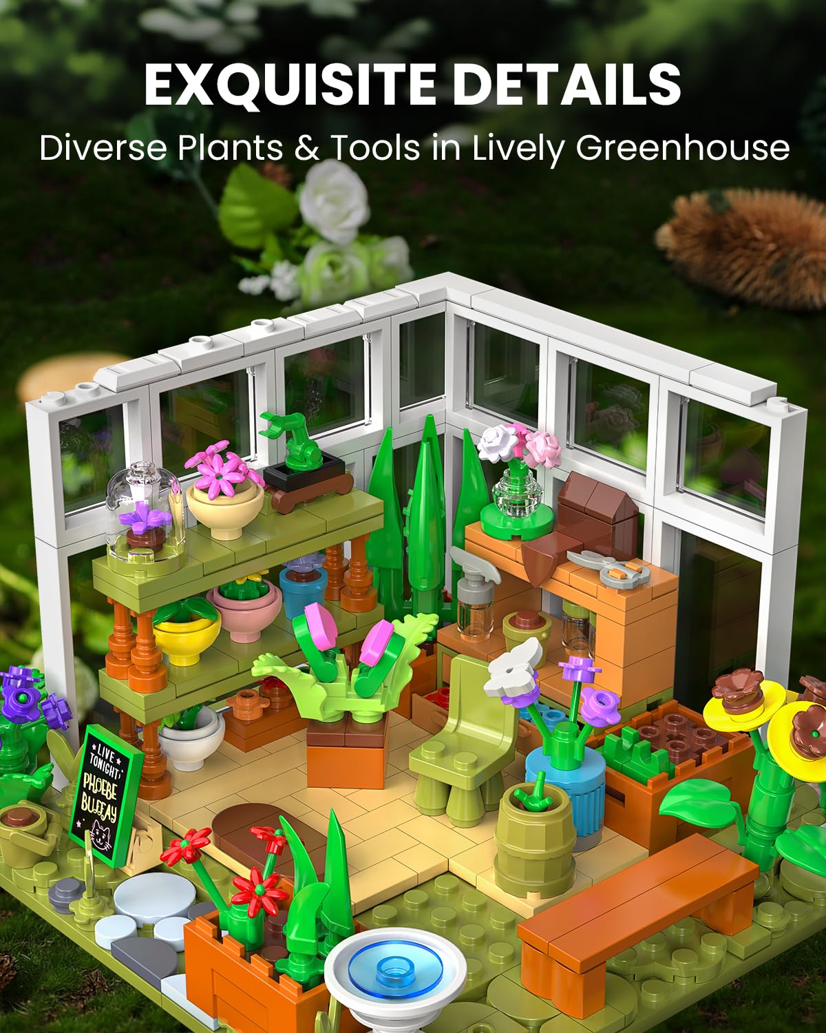 GEVINST LED-lit greenhouse display provides warm evening ambiance.