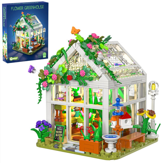 GEVINST Flower House Set with orchids and plants creates a serene home display.