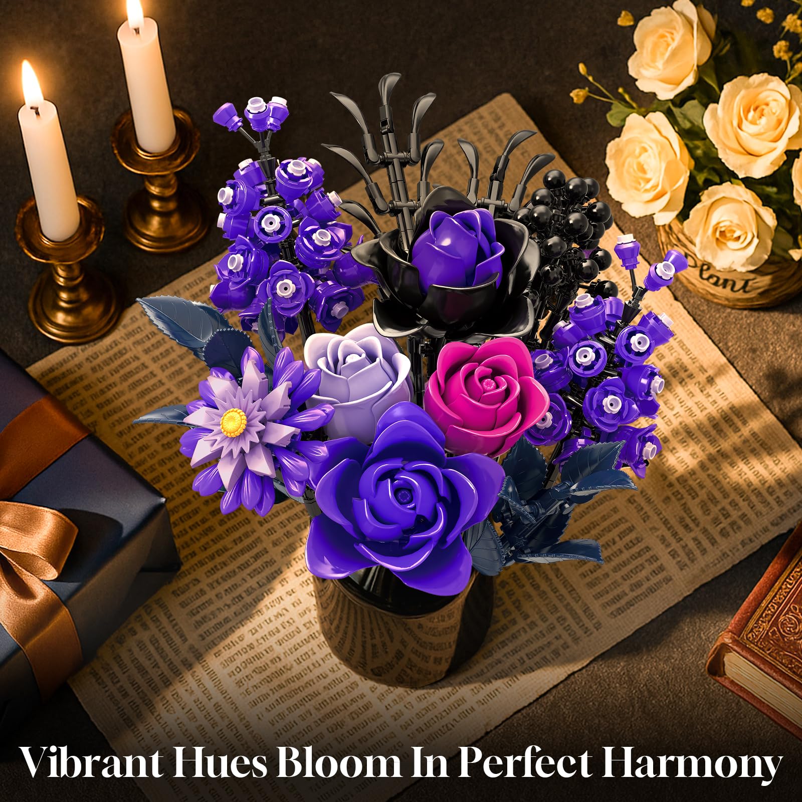 GEVINST purple rose display emphasizes drama and charm in modern interiors.
