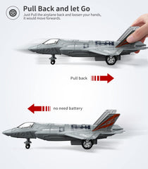 Geyiie pull-back action fighter jet for dynamic play.