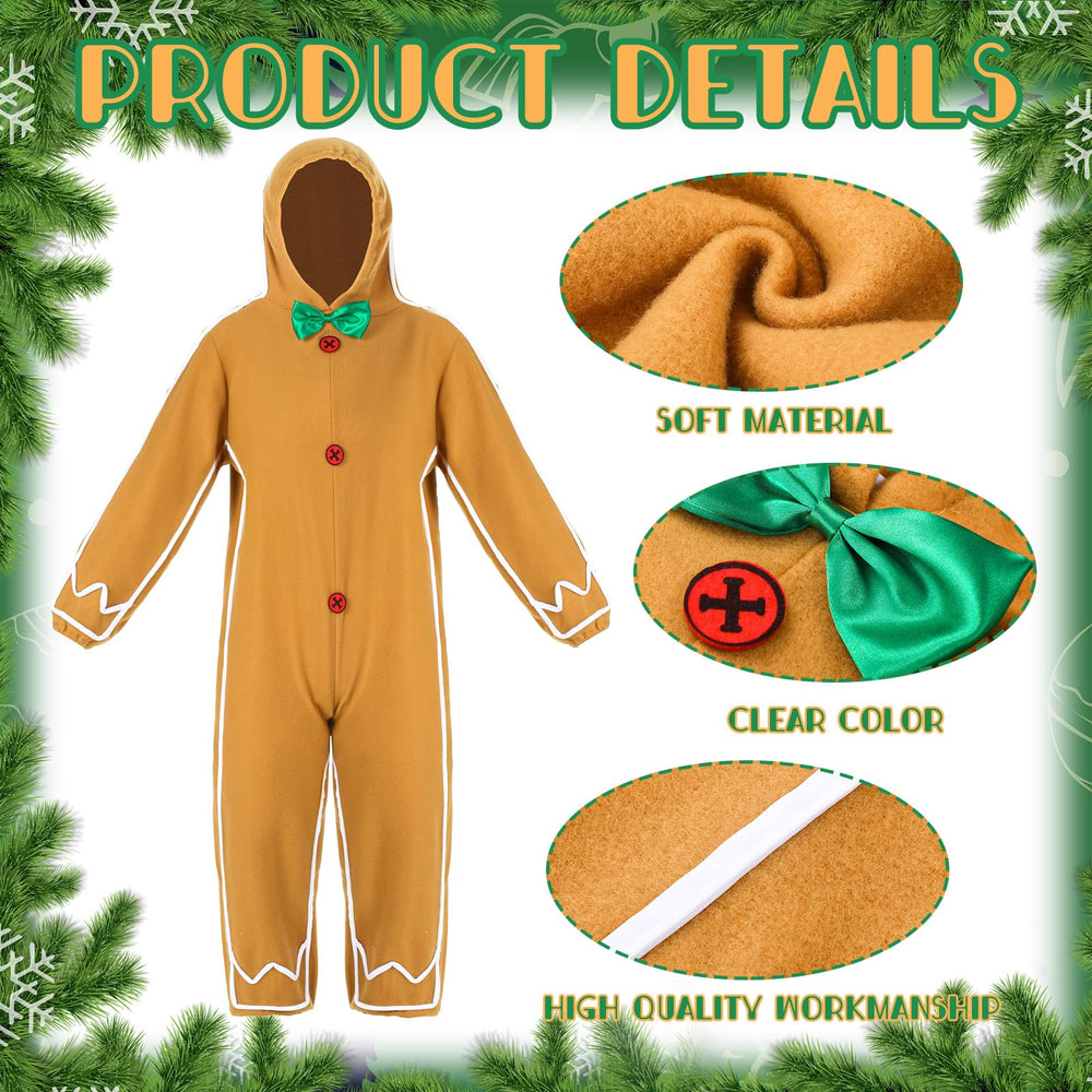 Geyoga Gingerbread Man costume bright gingerbread pattern for festive photos