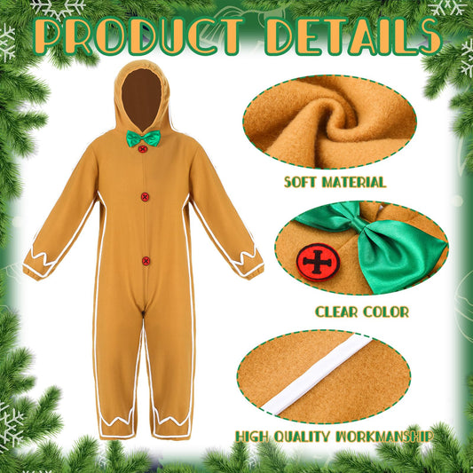 Geyoga Gingerbread Man costume bright gingerbread pattern for festive photos