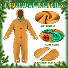 Geyoga Gingerbread Man costume bright gingerbread pattern for festive photos