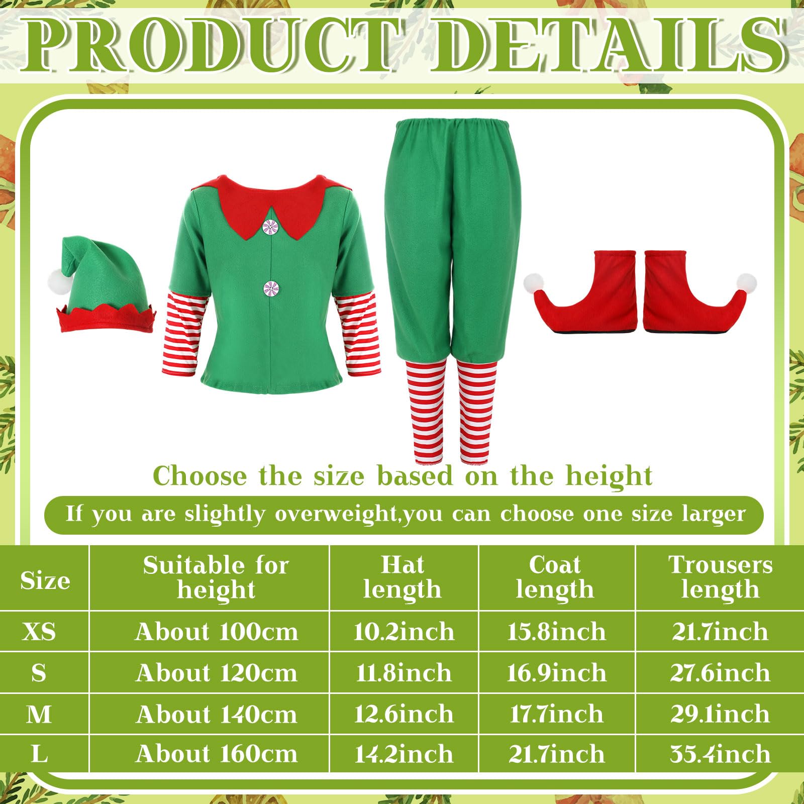 Geyoga Kids Elf Costume green accessories enhance playful holiday detail