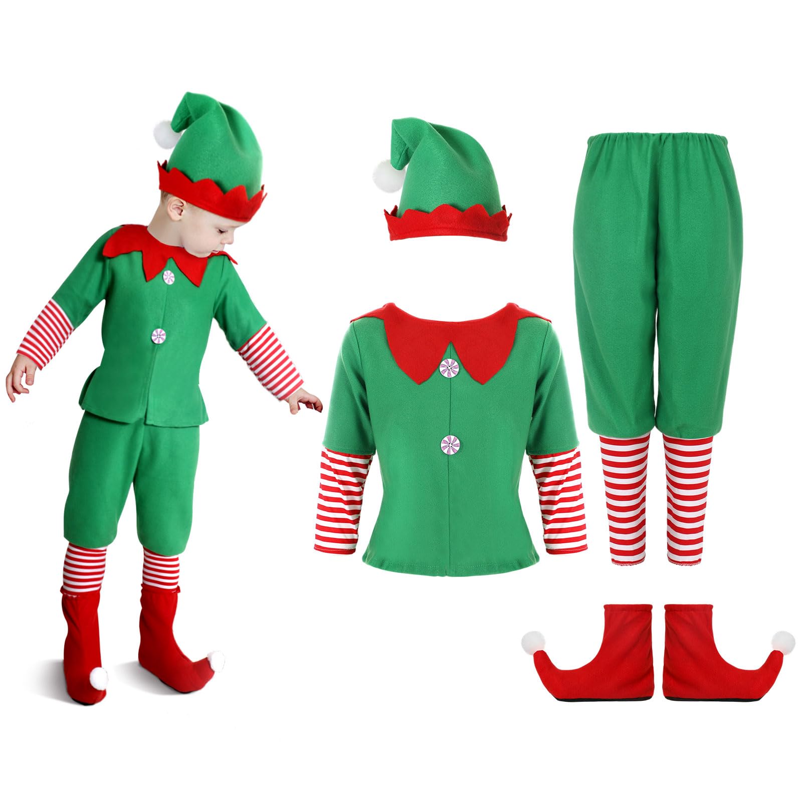 Geyoga Kids Elf Costume green hat for festive dress-up and warmth