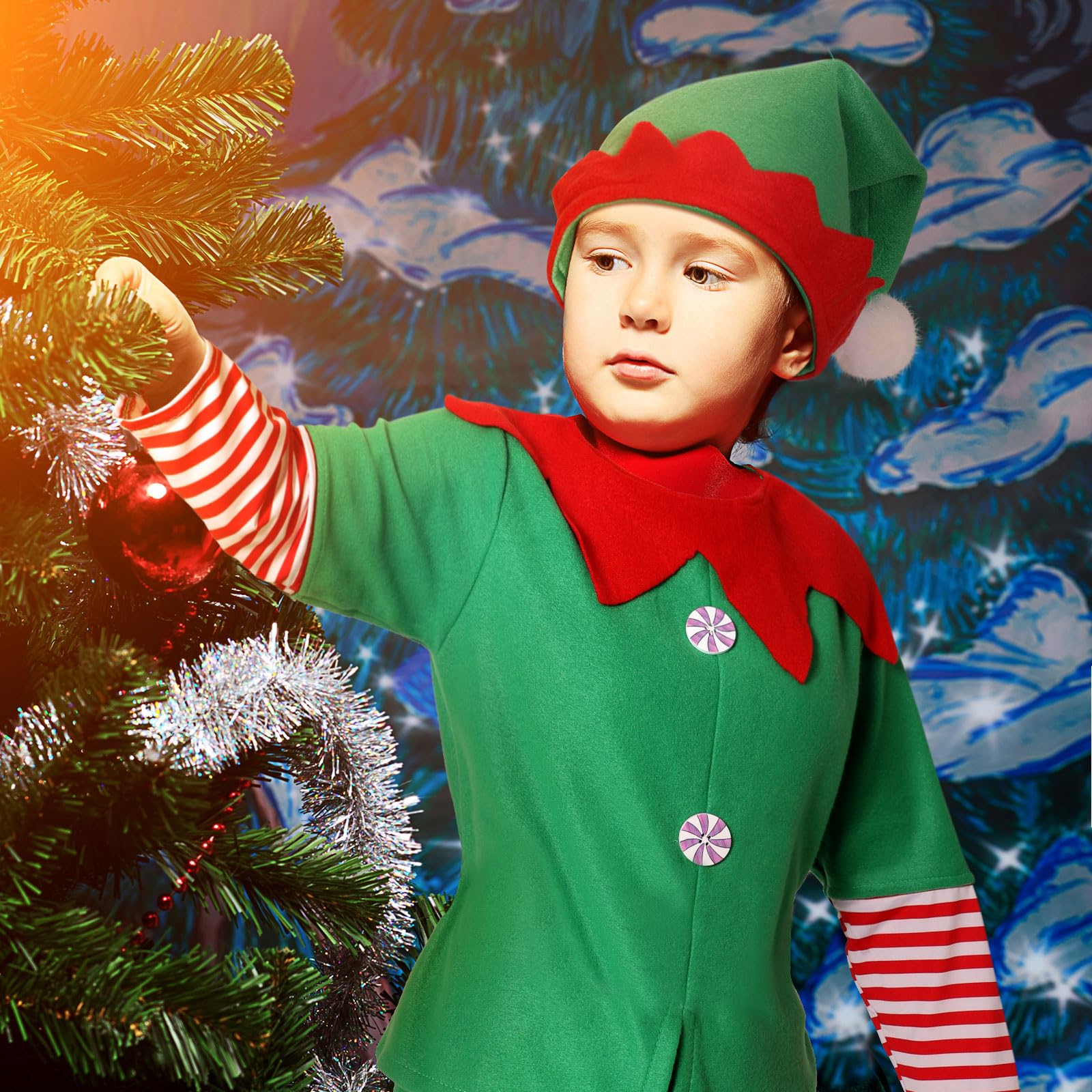 Geyoga Kids Elf Costume party-ready look for family gatherings