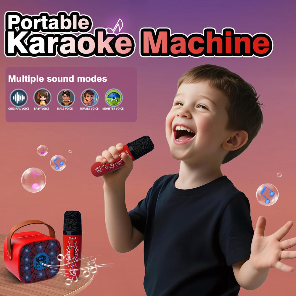 Gffoihsx mini karaoke spider pattern back view, portable party companion.