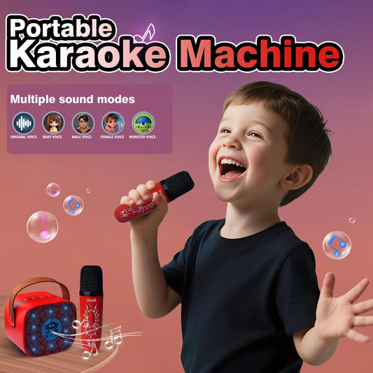 Gffoihsx mini karaoke spider pattern back view, portable party companion.