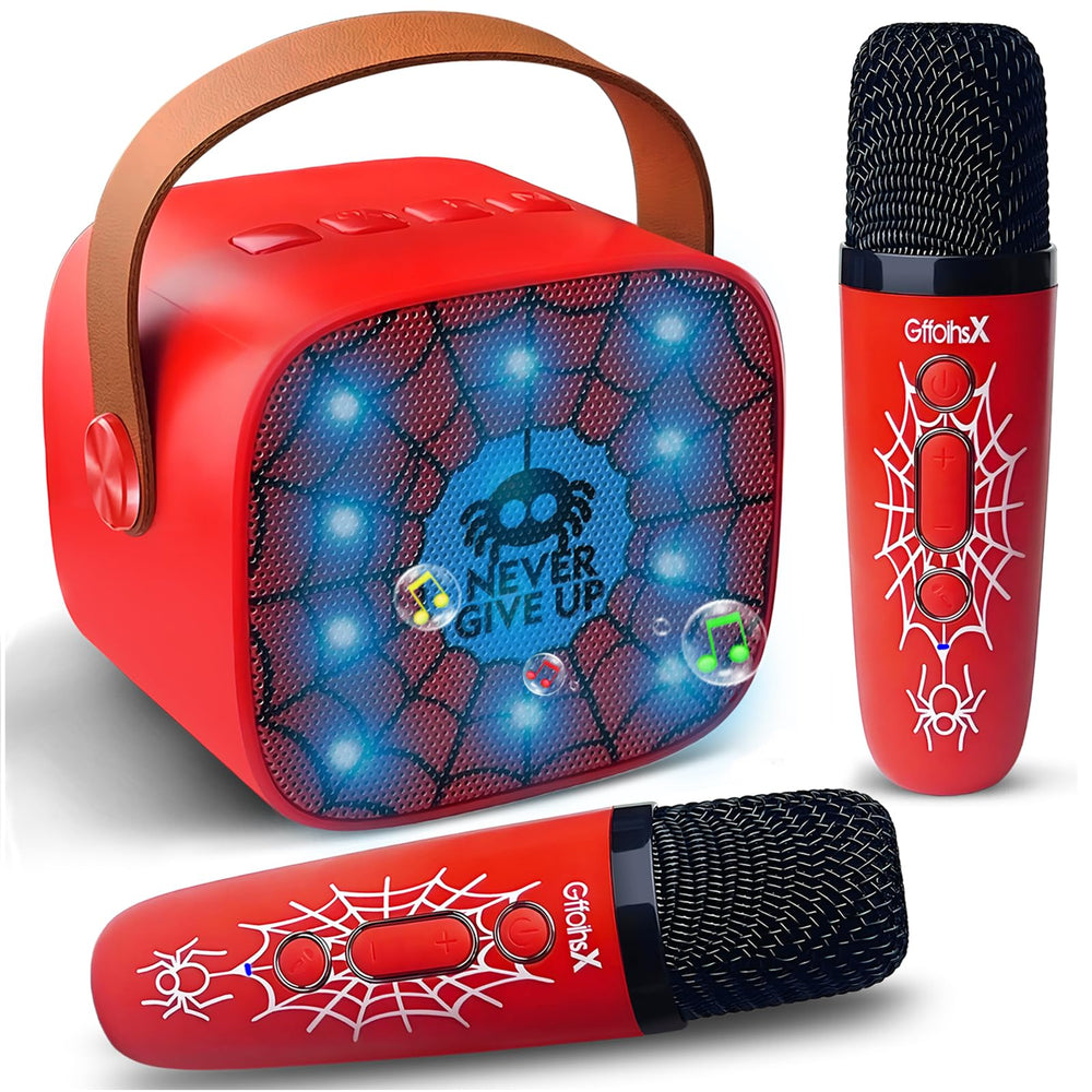 Gffoihsx mini karaoke spider pattern front view with kid-safe rounded edges.