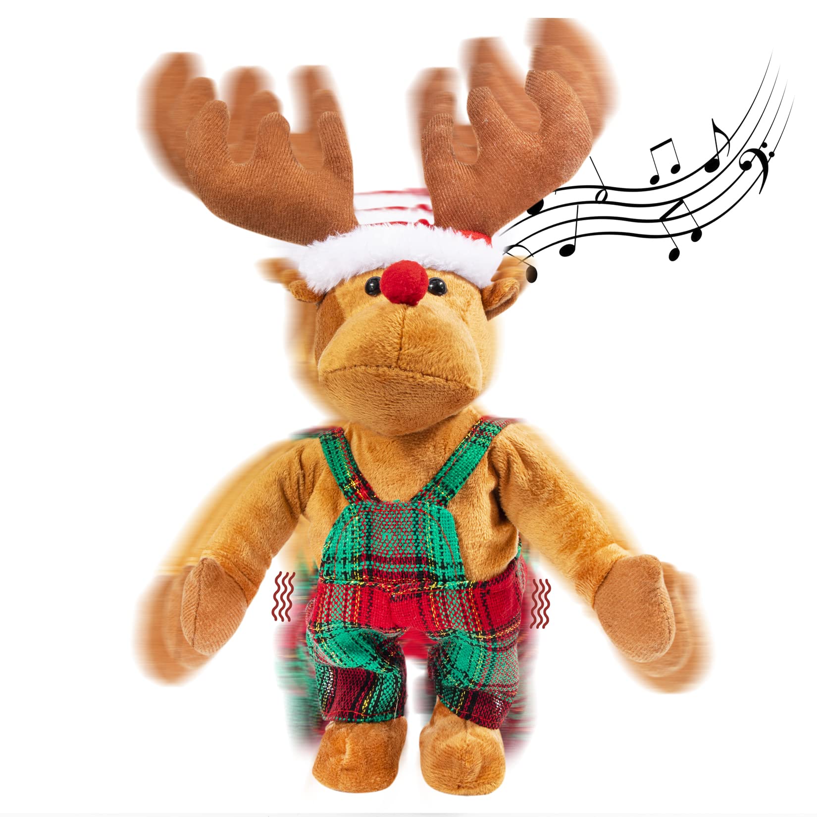 Gfilay Dancing Rudolph plush with moving features for festive room decor.