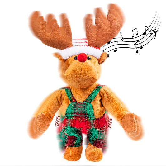 Gfilay Dancing Rudolph plush with moving features for festive room decor.