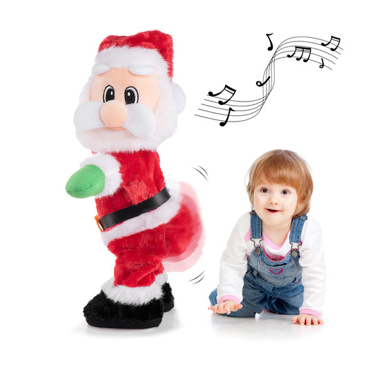 Gfilay Dancing Santa toy face with a cheerful expression, adding festive hugs for kids.