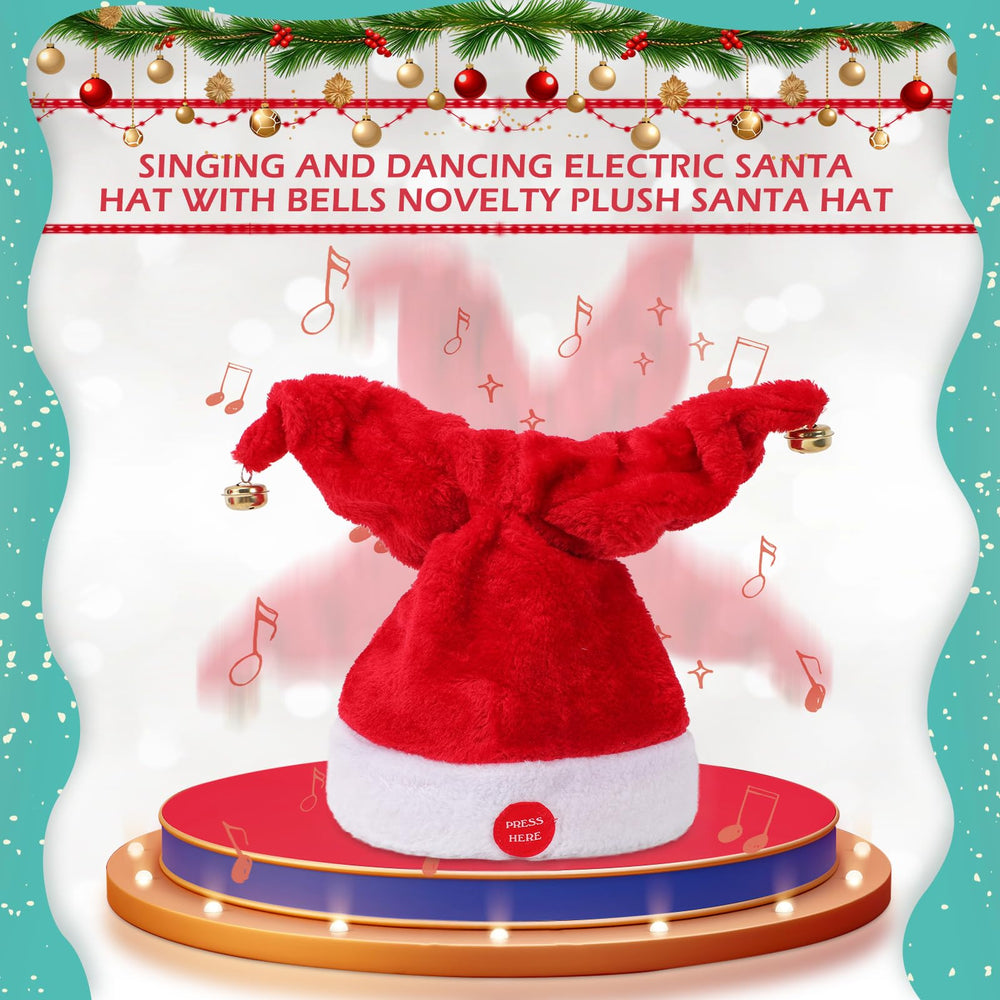 Gfilay Santa Hat bells swinging in rhythm for festive energy.