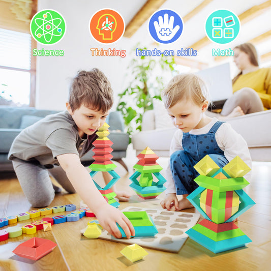Ggiibro STEM sensory block set enhances fine motor skills through stacking play.