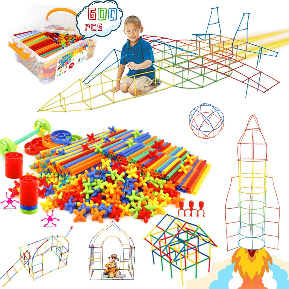 Ggiibro Straw Constructors 600pcs set for imaginative STEM play and creativity.