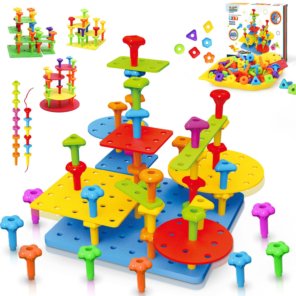 Ggiibro peg-board toy set with 73 pieces for creative construction play