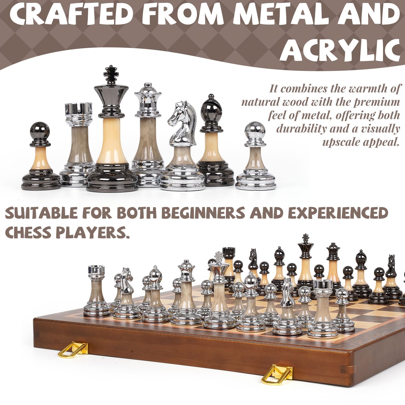 GHOOI metal and acrylic pieces with 3.5-inch king for clear moves