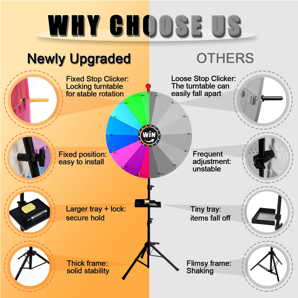 GHOSOONE prize wheel adjustable height for table or floor setups