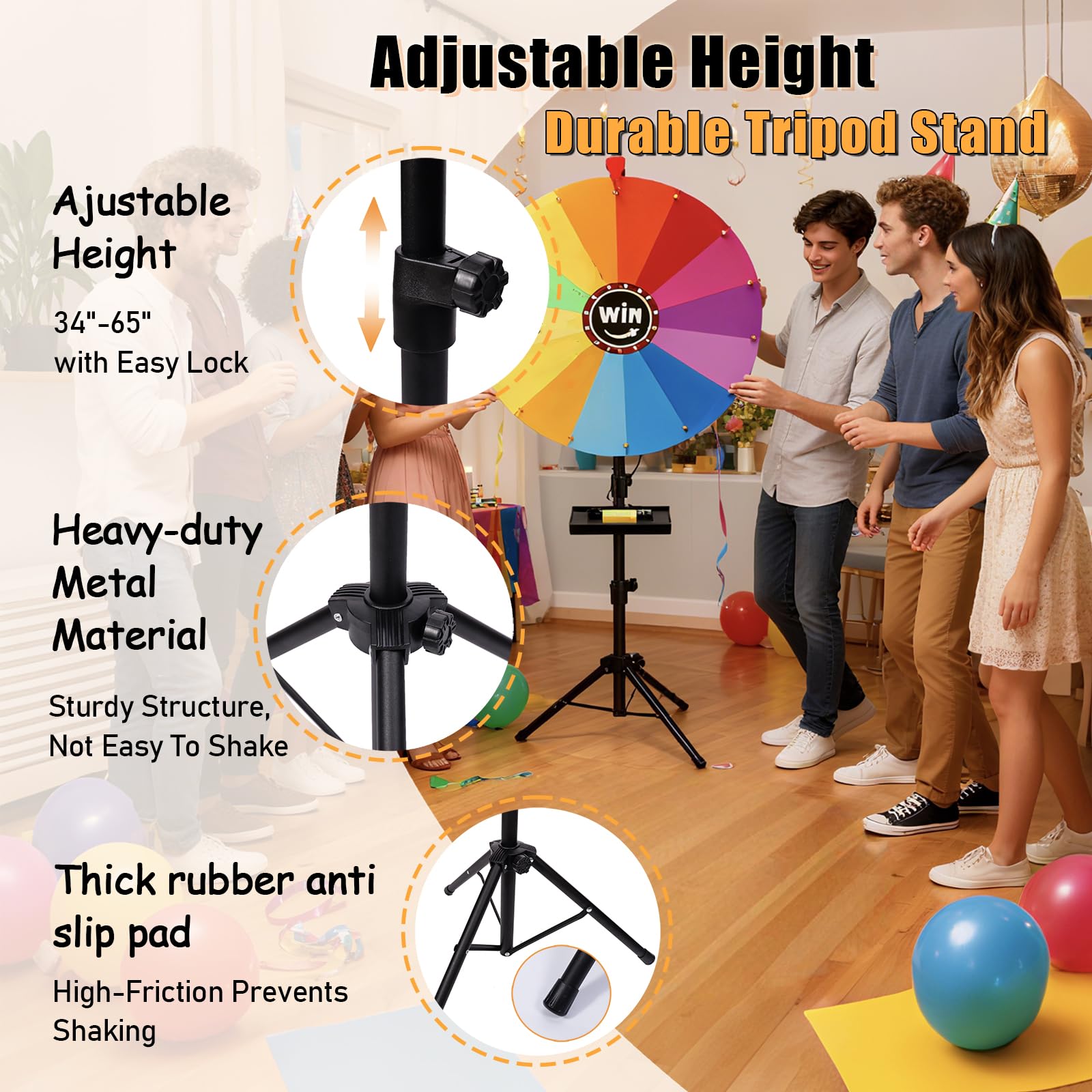GHOSOONE stable tripod base with rubber feet for steady play