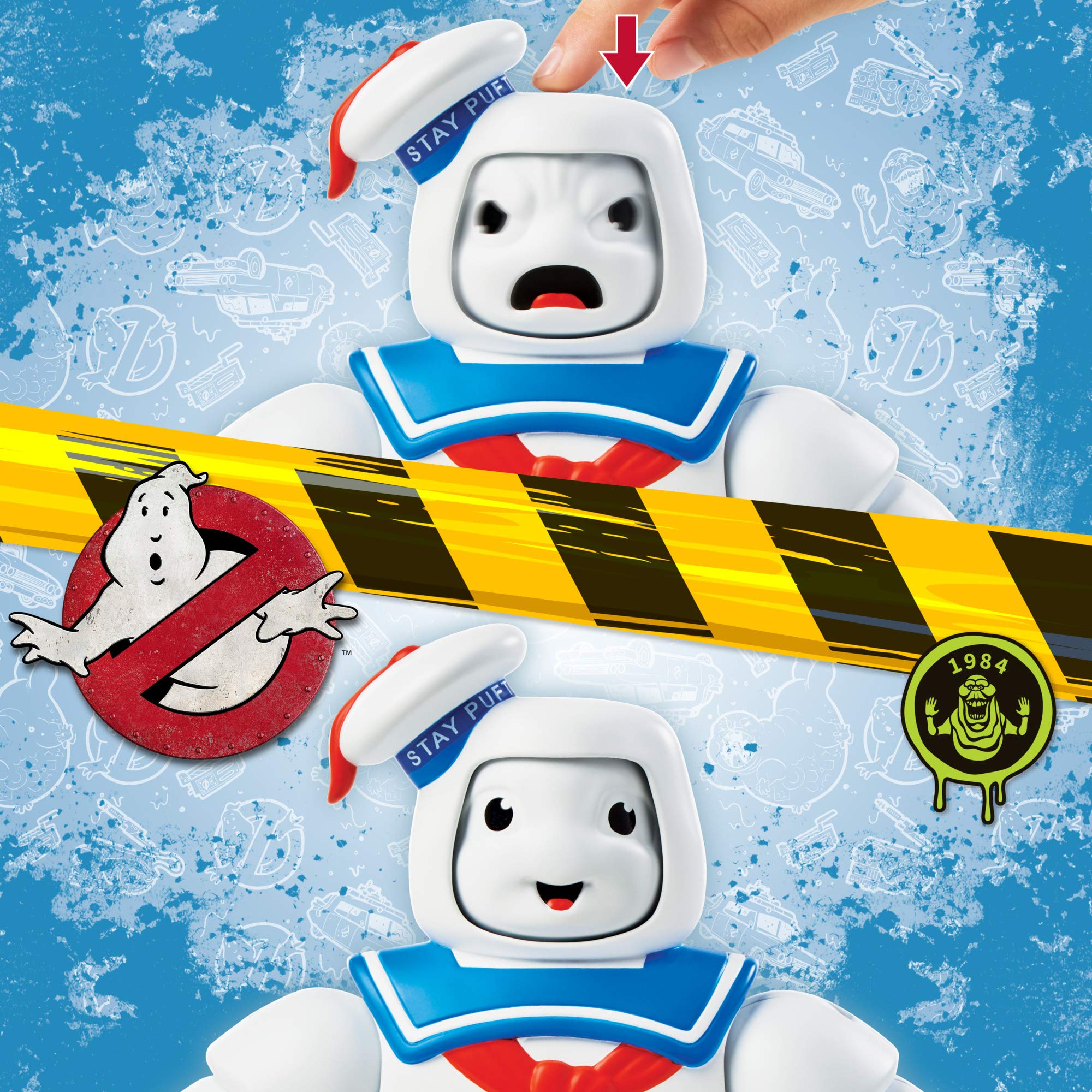 Ghostbusters Stay Puft Mega Mighties 10-inch scale fits shelves and playsets.