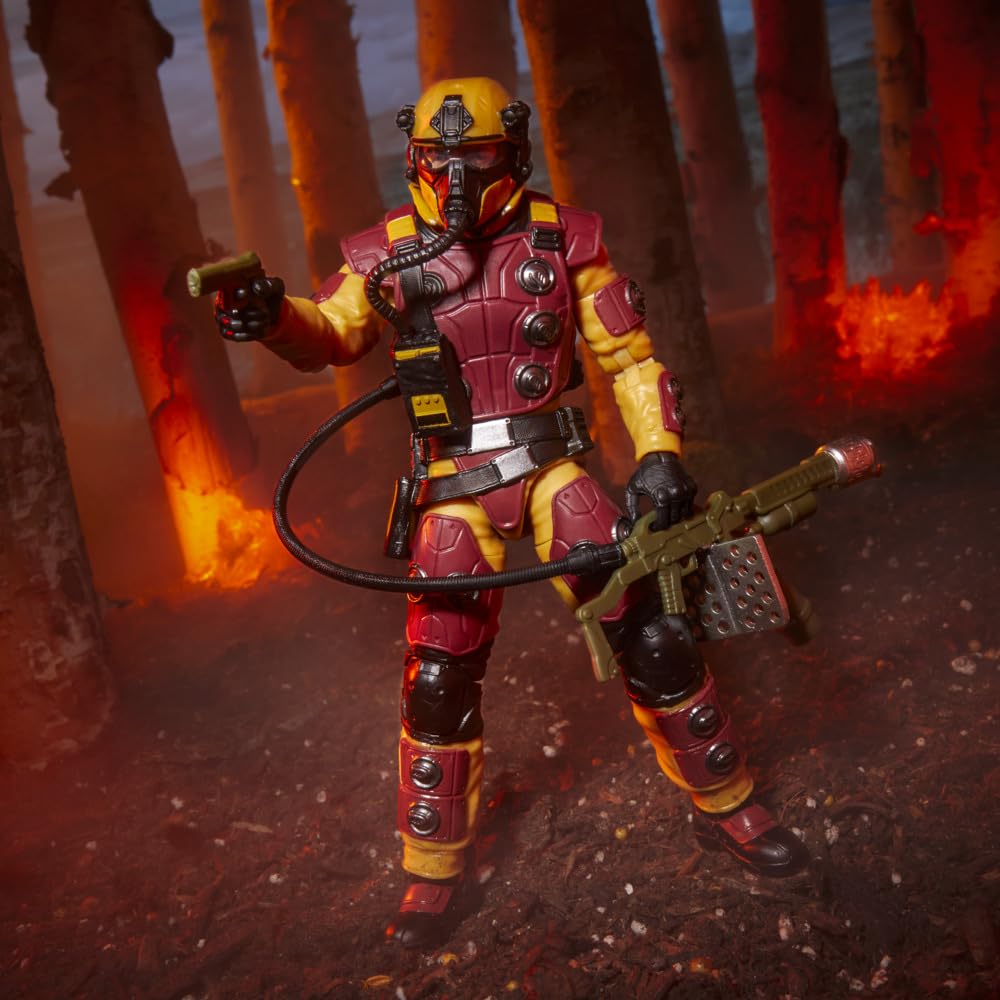 Flamethrower accessory paired with hose for dramatic battle-ready poses.