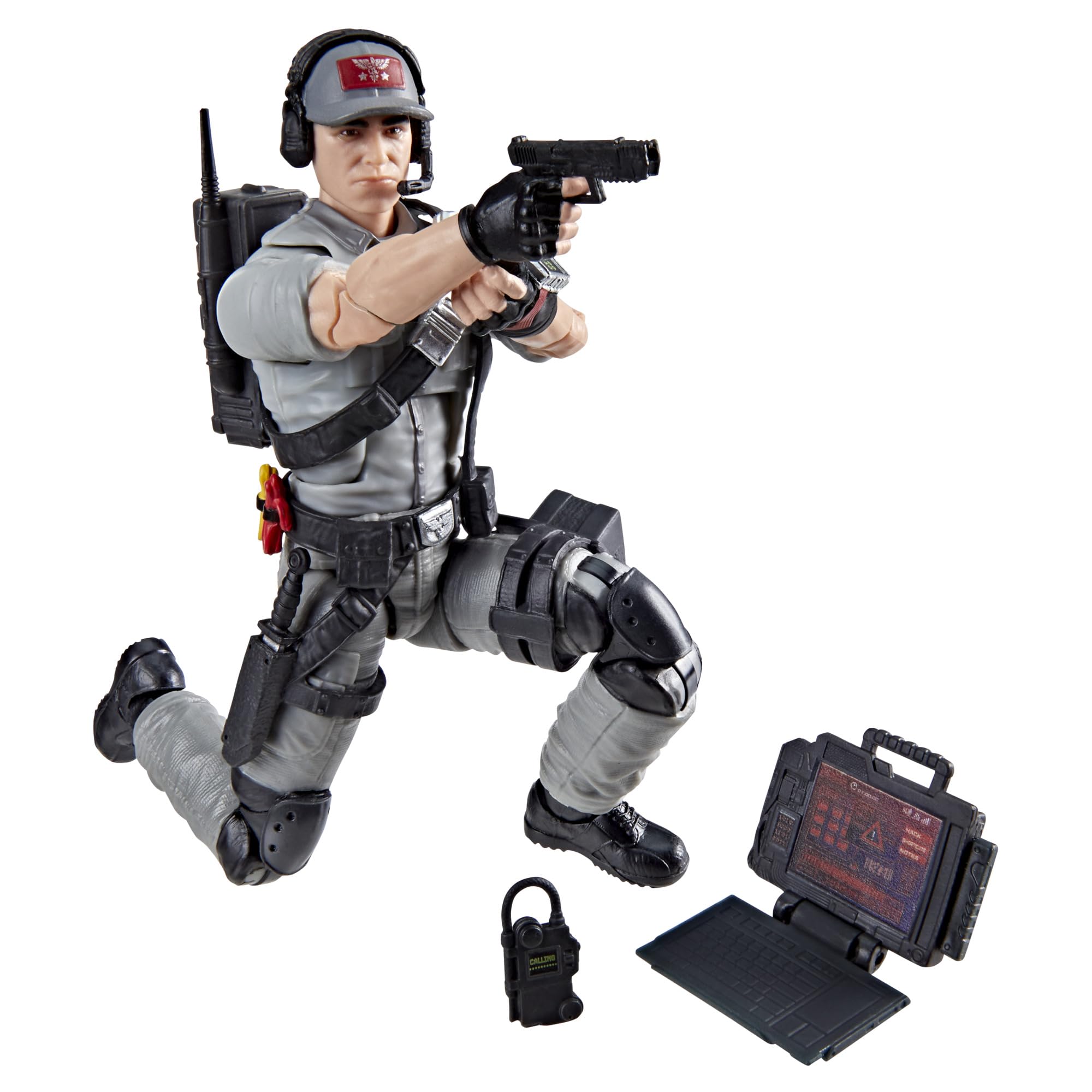 G.I. Joe Mainframe headset and ballcap setup for dynamic storytelling poses.