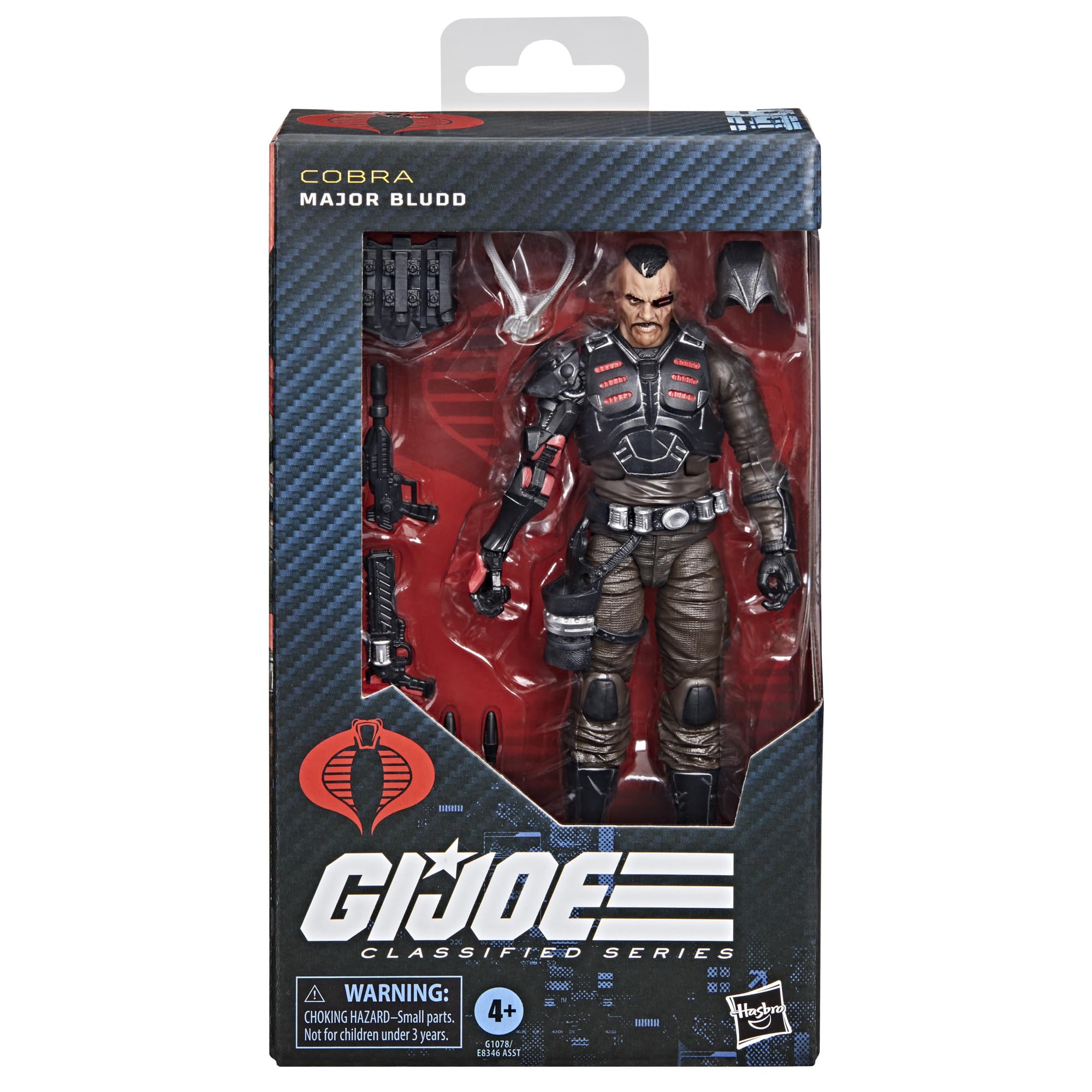 G.I. Joe Major Bludd helmet accessory enhances authentic military display.