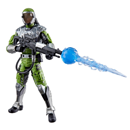 G.I. Joe figure with power backpack and hose for authentic field gear.