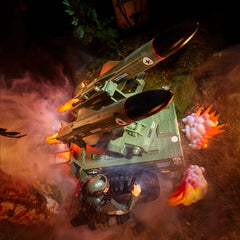 Folding stabilizer legs support stable dioramas and displays.