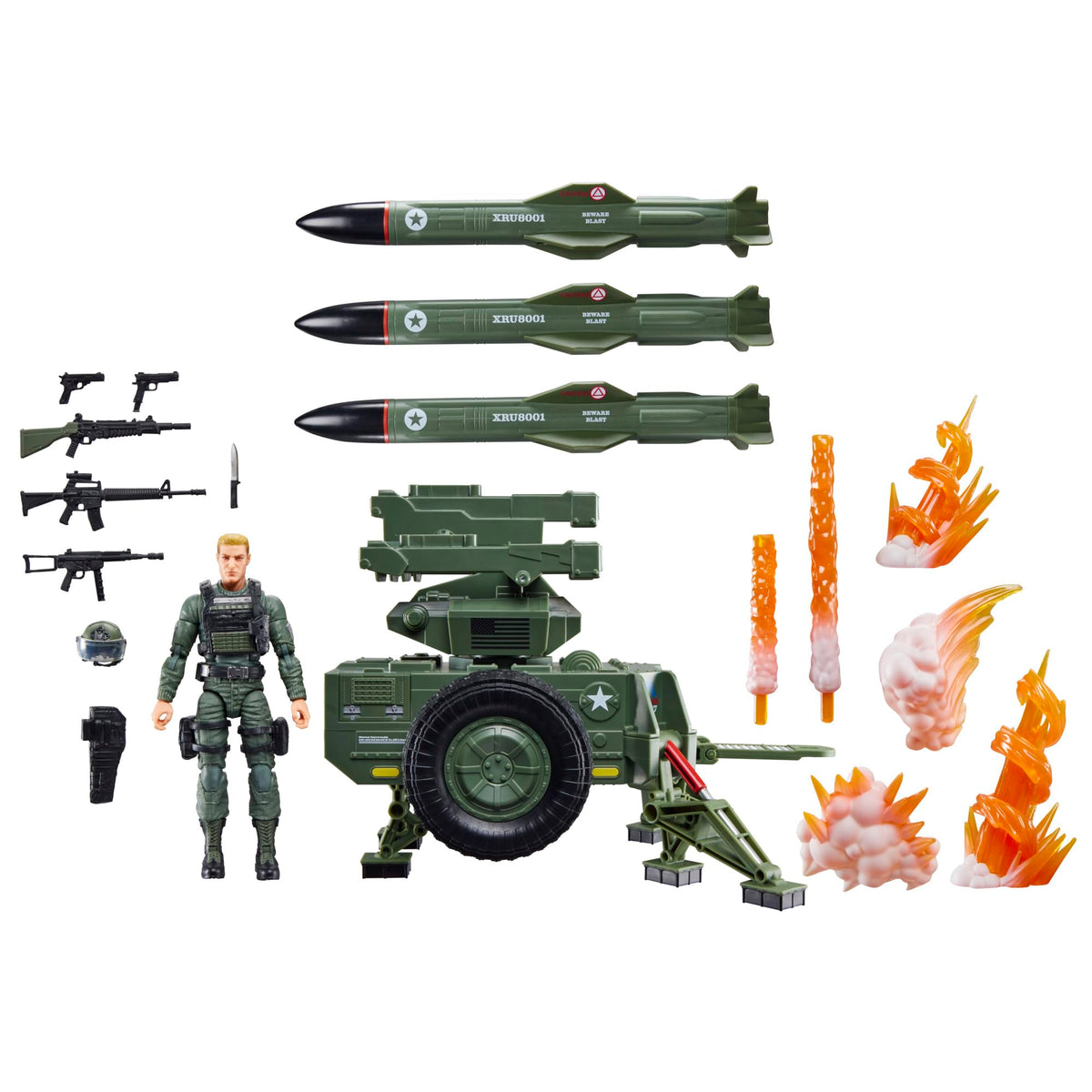 G.I. Joe Hawk Abernathy figure with M.M.S. Towable Vehicle ready for display.