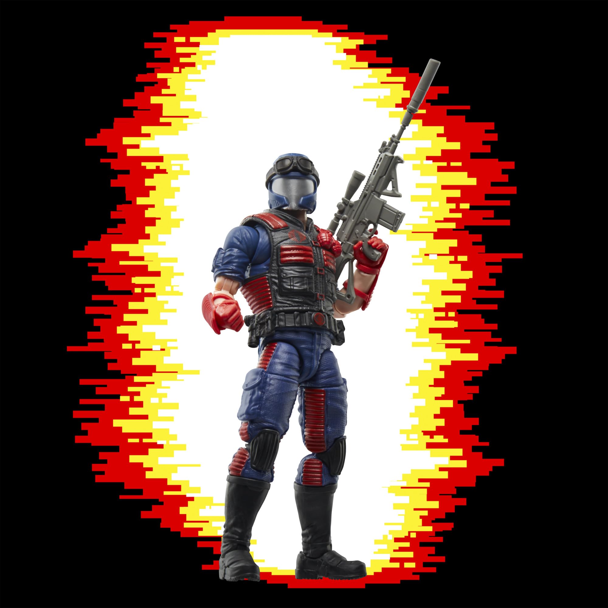 Cobra Viper figure shown with stand and weapon for dynamic poses.