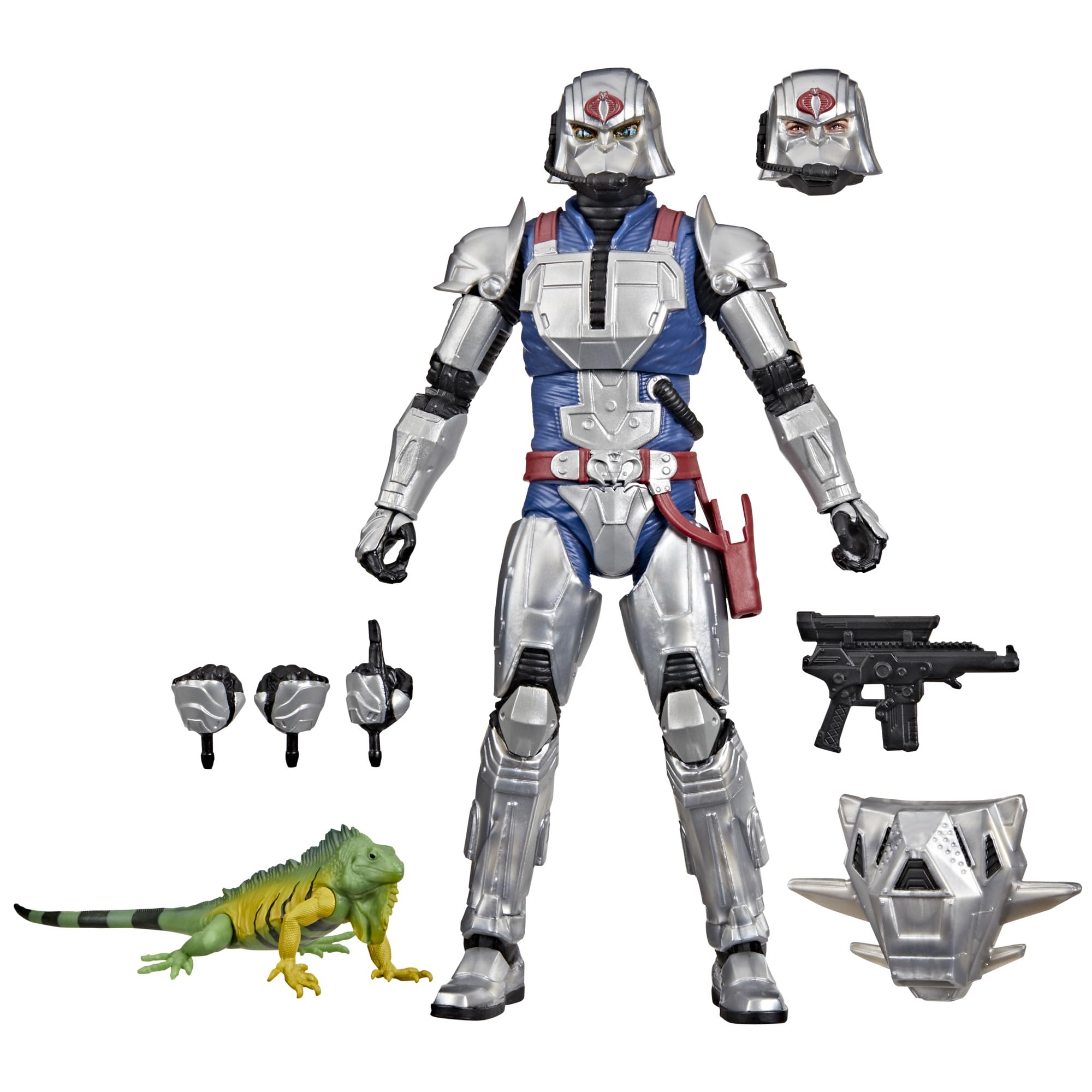 G.I. Joe Cobra Commander with Combat Armor head swap for dramatic display poses.