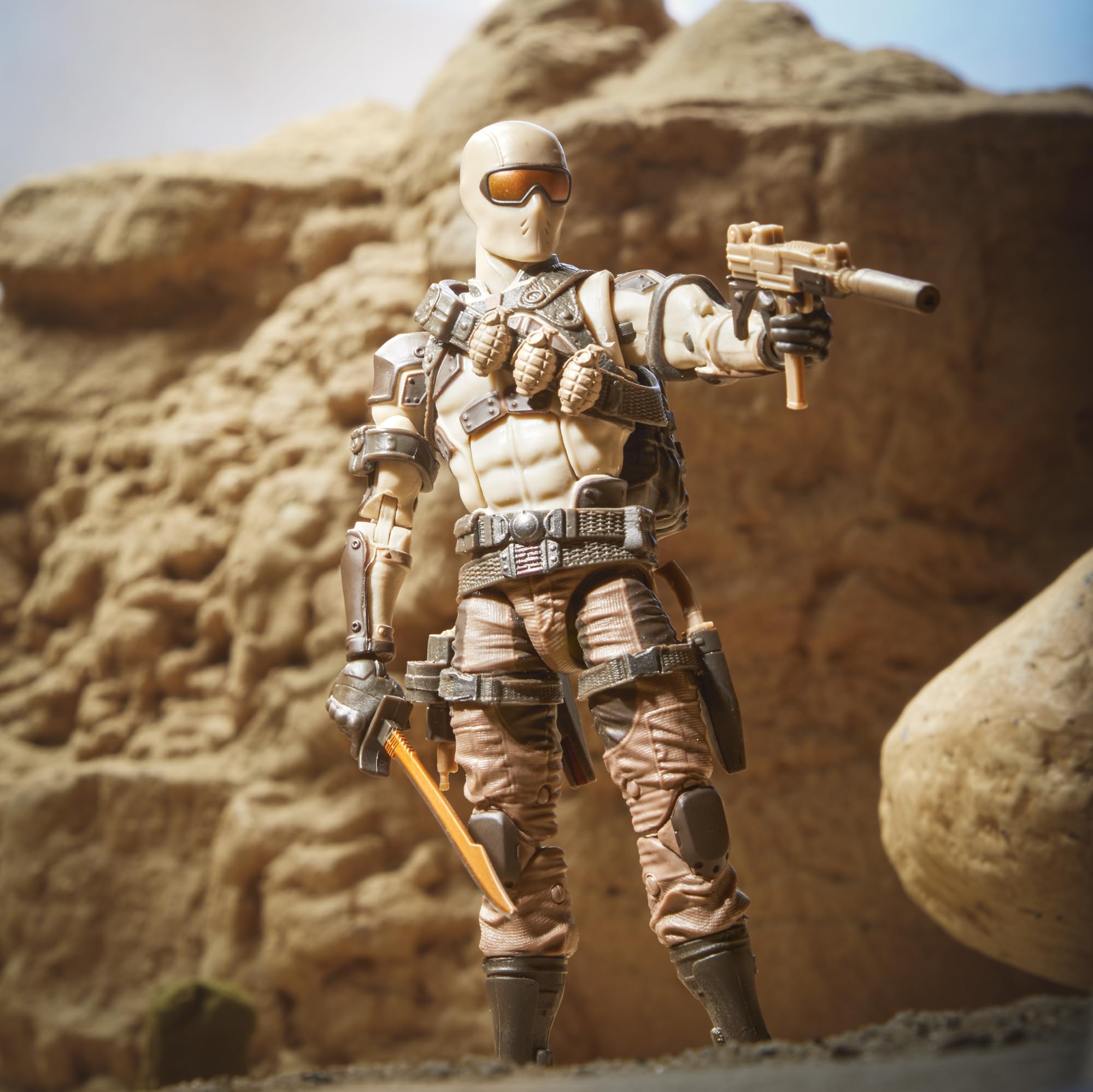G.I. Joe Desert Commando Snake Eyes knife for close-quarters use.