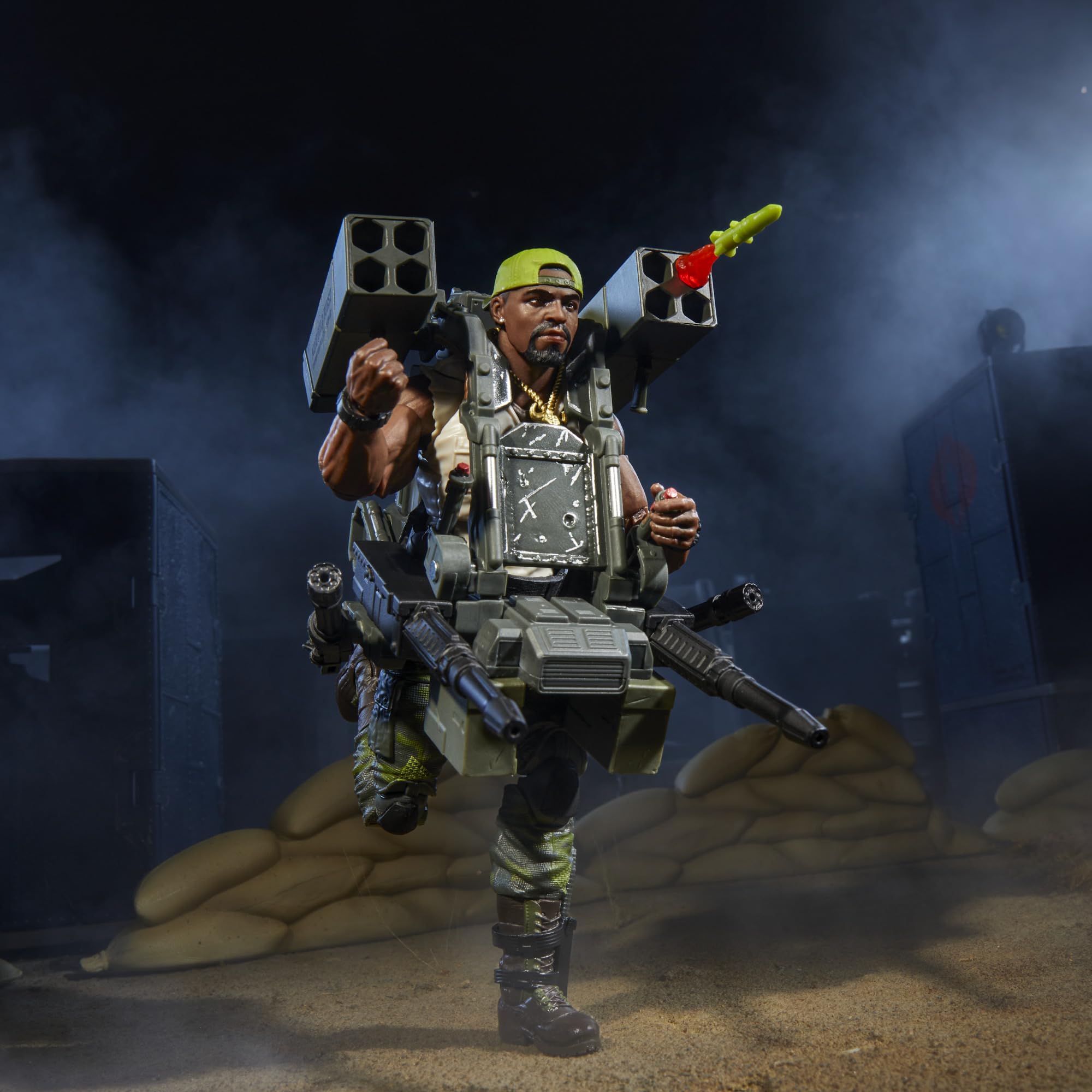G.I. Joe laser cannons and ammo belt add authentic battlefield detail