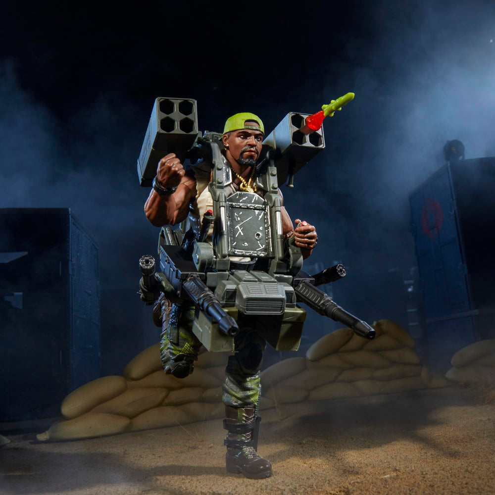 G.I. Joe laser cannons and ammo belt add authentic battlefield detail