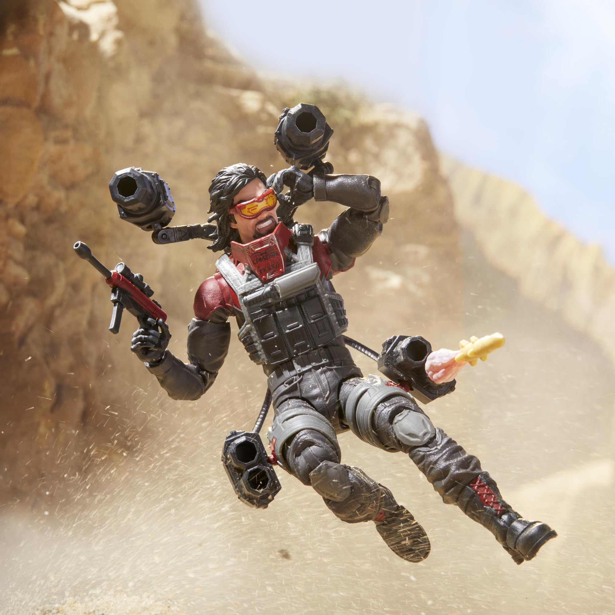 G.I. Joe Metal-Head missiles with blast effects enhancing dynamic diorama scenes.