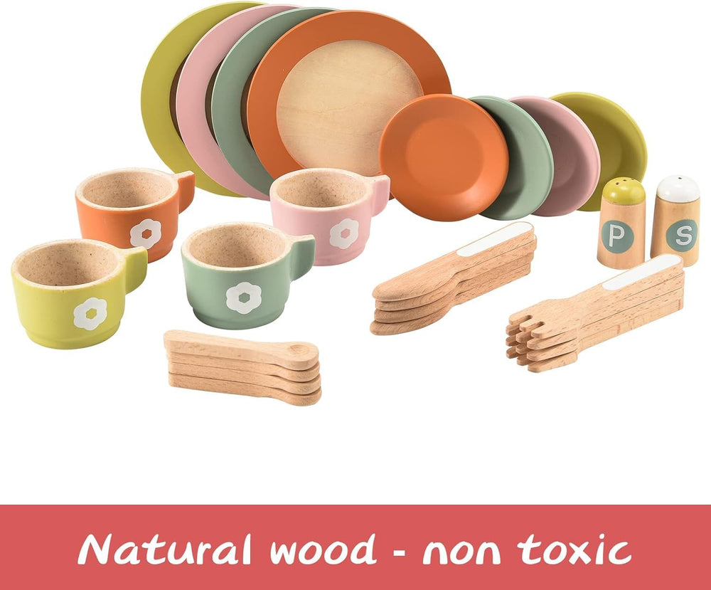 Giant bean cups and saucers invite kid sized sipping play during meals.