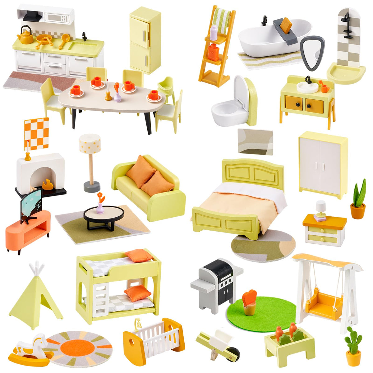 Giant bean 85pcs living room cabinet drawers for imaginative play