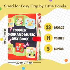 Giant bean Busy Book farm orchard vehicles pages introduce scenes for pretend play and sequencing.