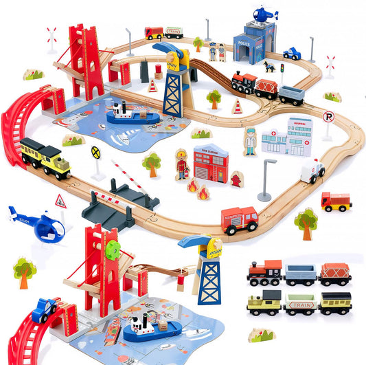 Giant bean Busy Port City lift bridge in action for imaginative play